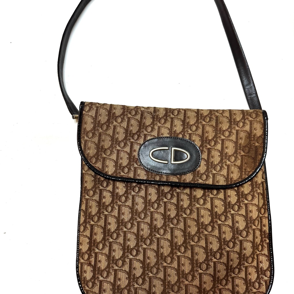 Dior Brown Trotter Monogram Shoulder Bag - Cd Logo
